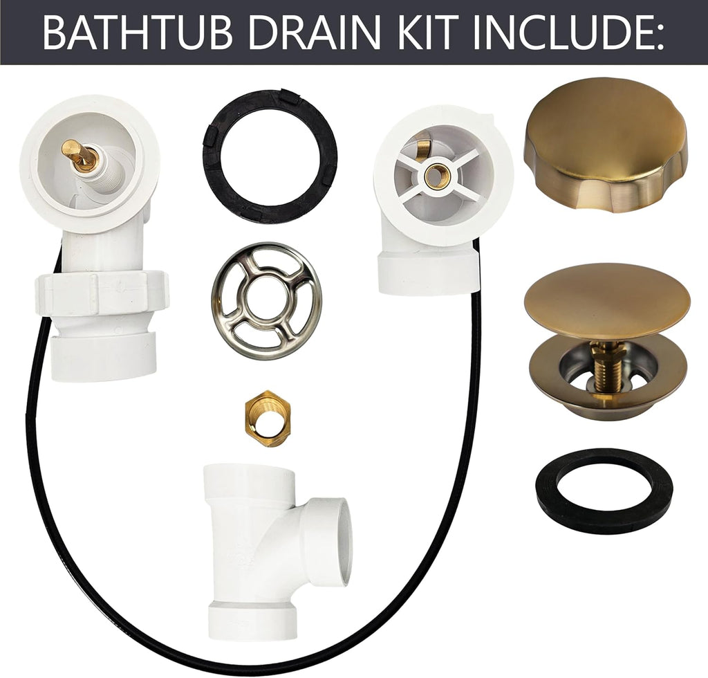 Westbrass A50P35BJ-19 1-1/2' Sch. 40 PVC 35' Cable Driven Bath Waste Kit with Ball Joint Head and Brass Trim Drain Kit, Champagne Bronze
