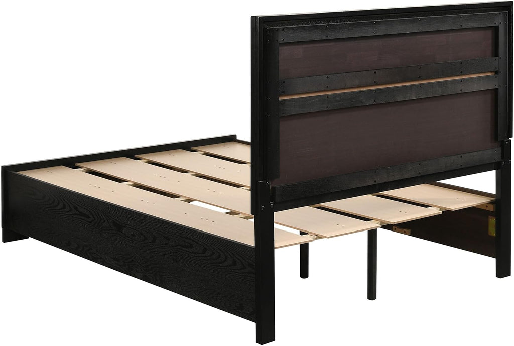 Coaster Home Furnishings Miranda Contemporary 4-Piece Bedroom Set Full Size Storage Panel Bed Frame 50-inch Headboard Black 206361F-S4