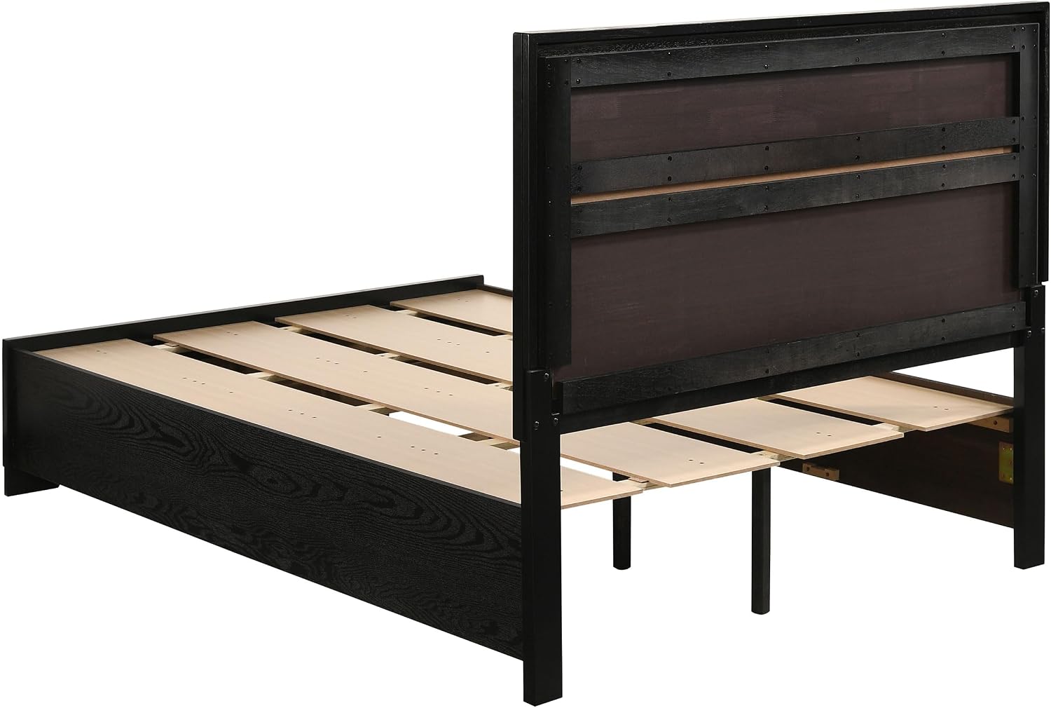 Coaster Home Furnishings Miranda Contemporary 4-Piece Bedroom Set Full Size Storage Panel Bed Frame 50-inch Headboard Black 206361F-S4