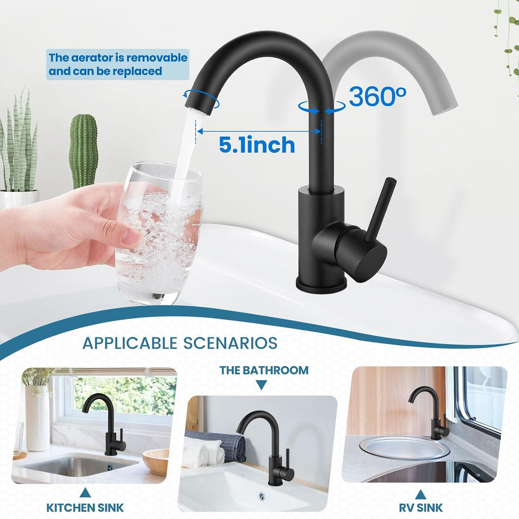 Airuida Bar Sink Faucet Single Hole Single Handle Bathroom Sink Faucet Kitchen Shower Faucet Set and Handle Set Single Function Shower Trim Kit Ceiling Mount Rainfall Shower System