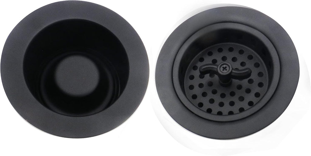 Westbrass CO2175-62 Combo Pack 3-1/2' Wing Nut Twist Style Large Kitchen Sink Basket Strainer and Waste Disposal Drain Flange with Stopper, Matte Black