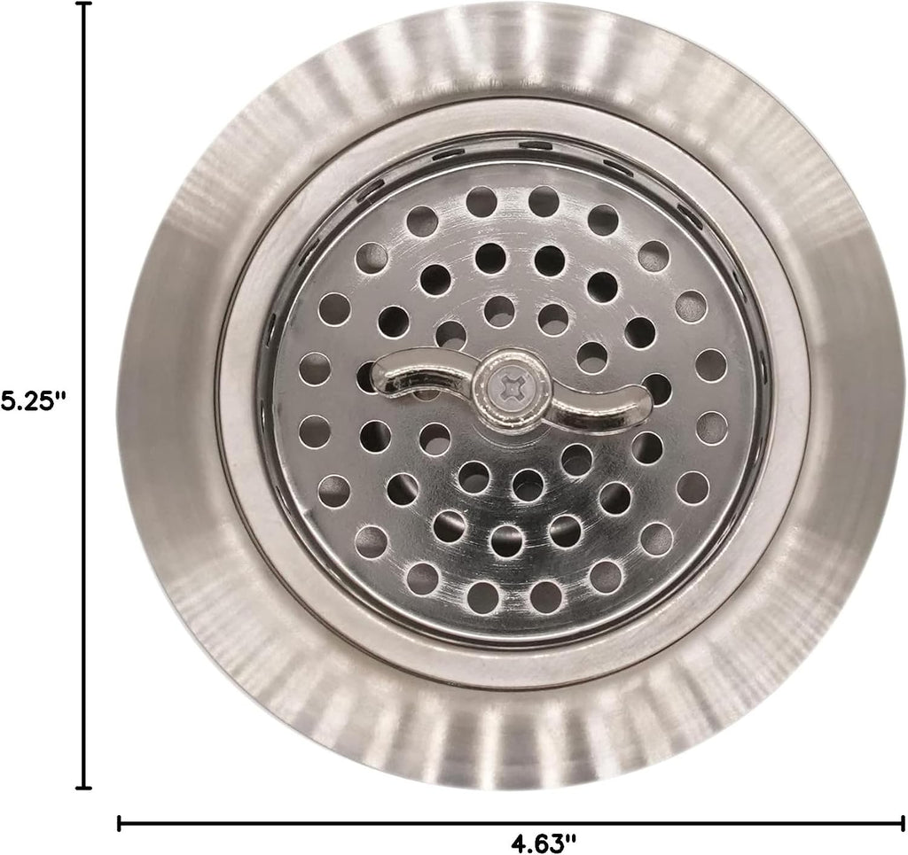 Westbrass CO2195-20 Combo Pack 3-1/2' Wing Nut Twist Style Large Kitchen Sink Basket Strainer and Extra-Deep Collar Kitchen Sink Waste Disposal Flange with Stopper, Stainless Steel