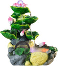 Indoor Water Fountain Tabletop Fountains Lotus Desktop Feng Shui Wheel Rockery Water Fountain Fish Pond Living Room Fish Tank Desktop Decoration Bonsai with Atomizer Meditation Fountain