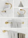Hollywood Bathroom Accessory Complete Set (Gold), Robe Hook, Toilet Paper Holder, Towel Ring, Towel Bar (18 and 24 Inch) Wall Mount Hanger for Kitchen Accessories