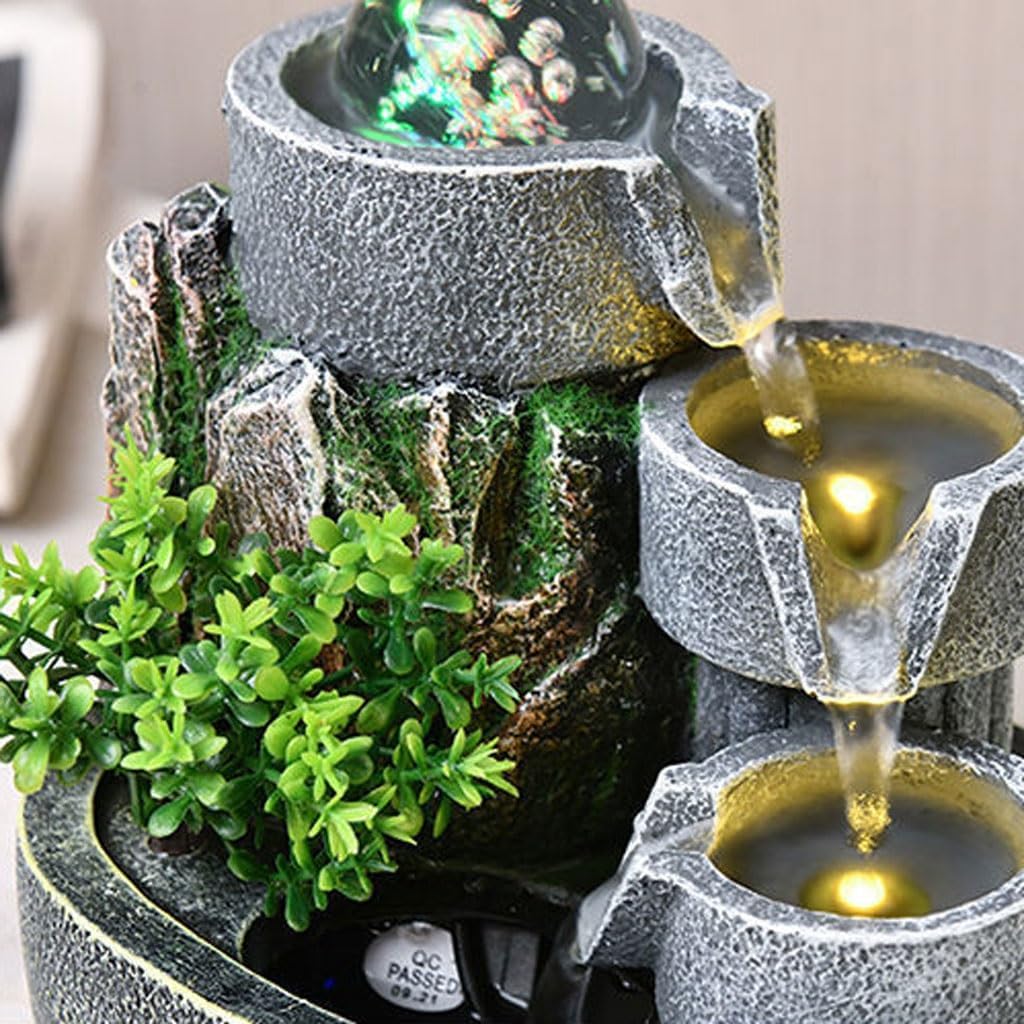 GUERNSEY Tabletop Fountain Water Wheel Water Fountain Decorative Ornaments Desktop Living Room Circulating Water Study Desktop Fountain Indoor Fountain