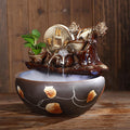 Tabletop Water Fountain, Mist Humidifier, Chinese Ceramic Desk Decor, Porcelain Indoor Feature for Living Room Office(C)