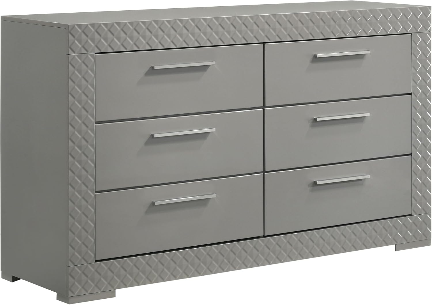 Coaster Home Furnishings Ives Contemporary 4-Piece Bedroom Set Queen Size LED Panel Bed Frame 57-inch Headboard Grey High Gloss 224971Q-S4