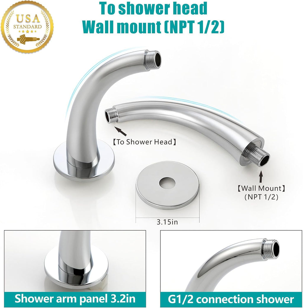 SKOWLL 3 Handle Shower Faucets Set, Polished Chrome Banthroom Shower Sysren with 10 Inch Round Rain Shower Head and Handheld Spray, 2 Function Kit Valve