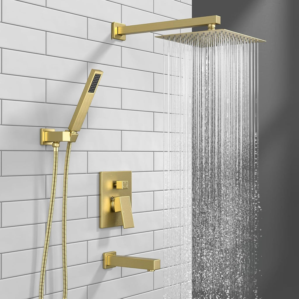 Lava Odoro 3-Setting Tub and Shower Faucet Set with Bathroom Faucet, Brushed Gold