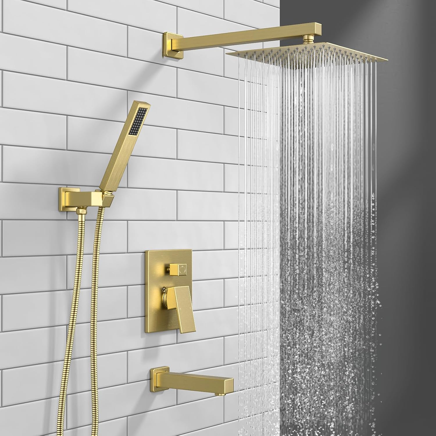 Lava Odoro 3-Setting Tub and Shower Faucet Set with Bathroom Faucet, Brushed Gold