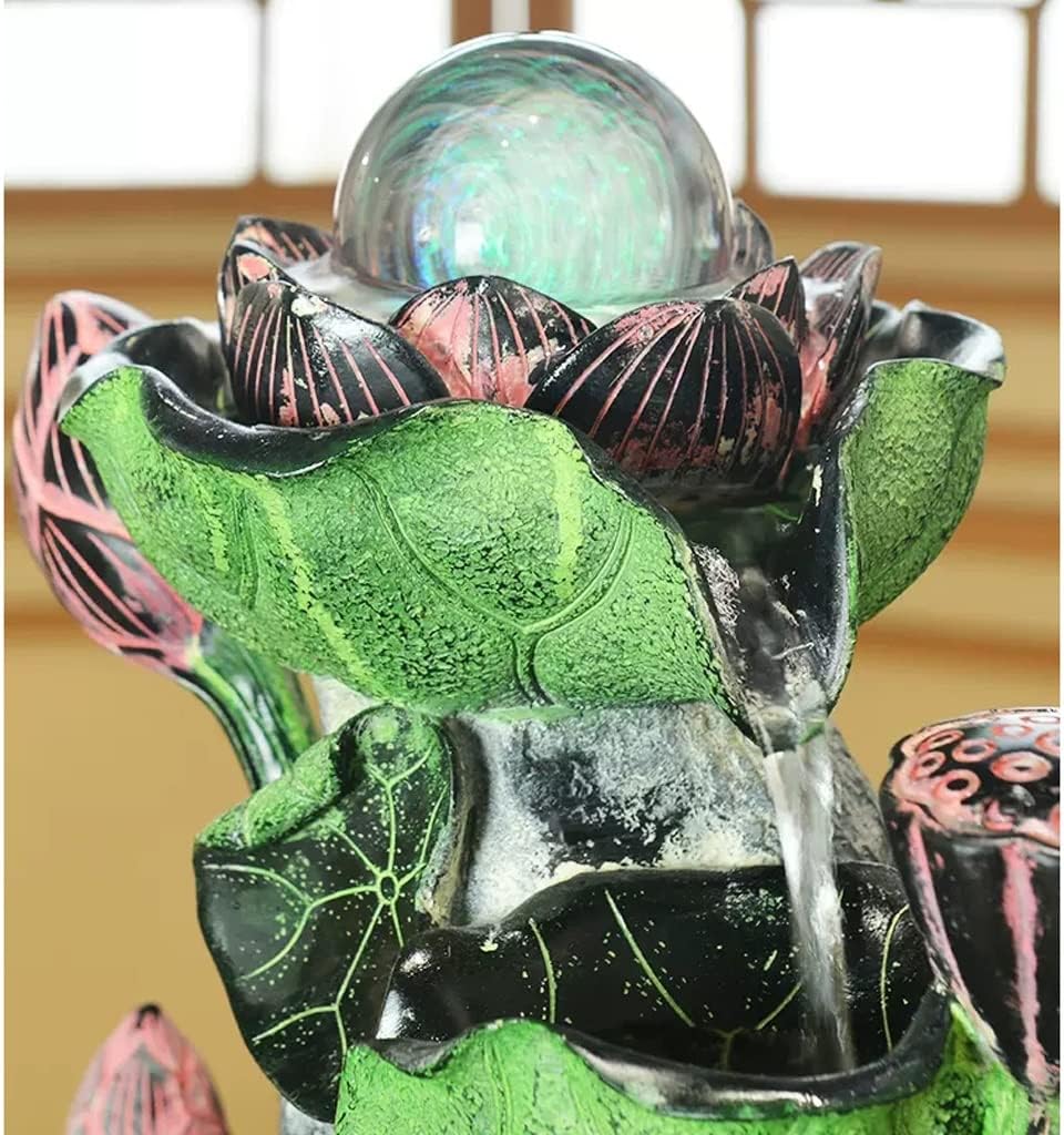 HIHELO Desktop Fountain Tabletop Fountain Indoor Resin Tabletop Fountain with Spinning Ball Living Room Office Decoration Ornaments Water Fountain Outdoor