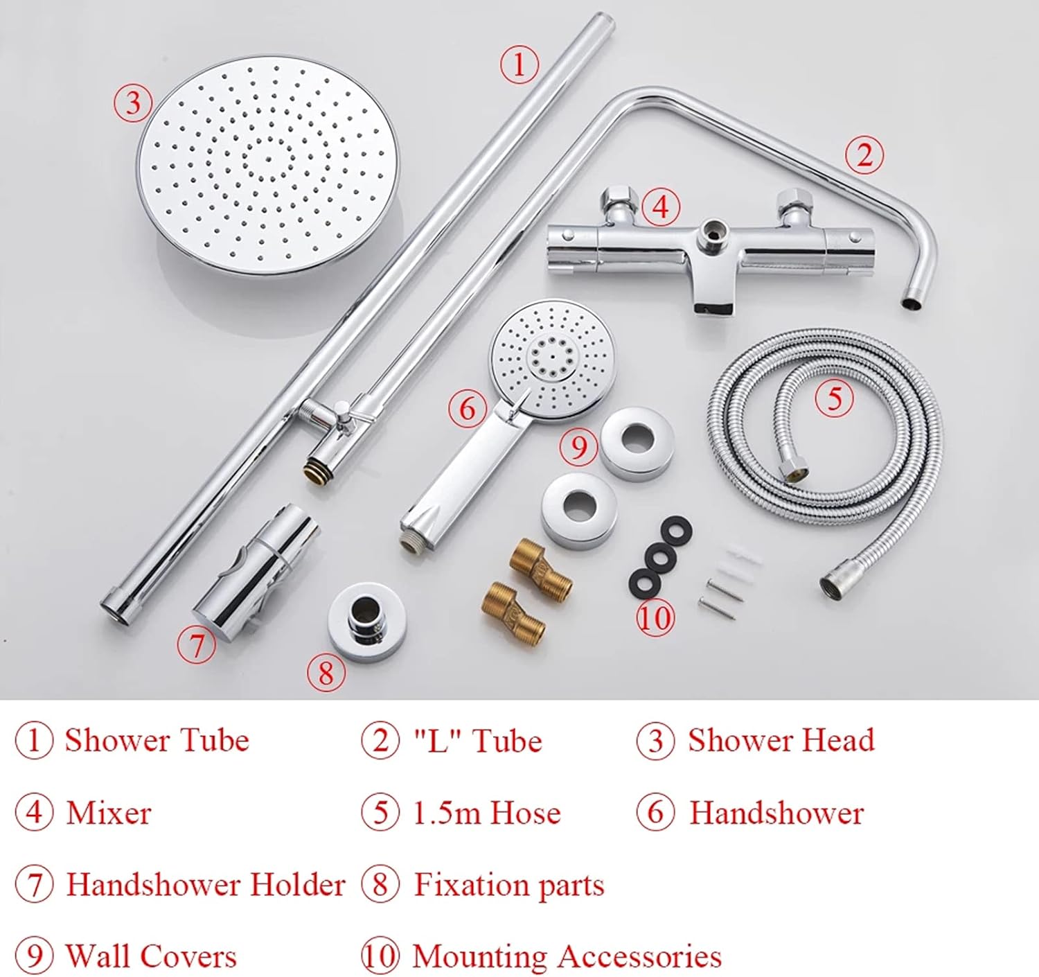 Shower Fixtures Thermostatic Brass Chrome Faucets Sets 3 Function Wall Mounted Exposed System Complete Set with Waterfall Tub Faucet