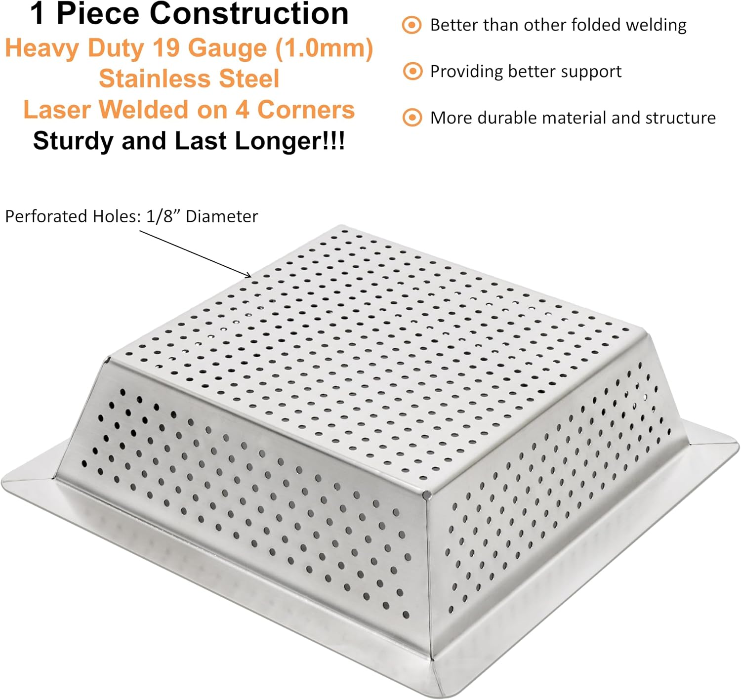 Leyso Stainless Steel Floor Sink Top Hang Basket Strainer Sink Drain Cover 10' x 10' x 2-1/2' for Kitchen, Restaurant, Bar, Buffet (2-1/2'H SS x 4)