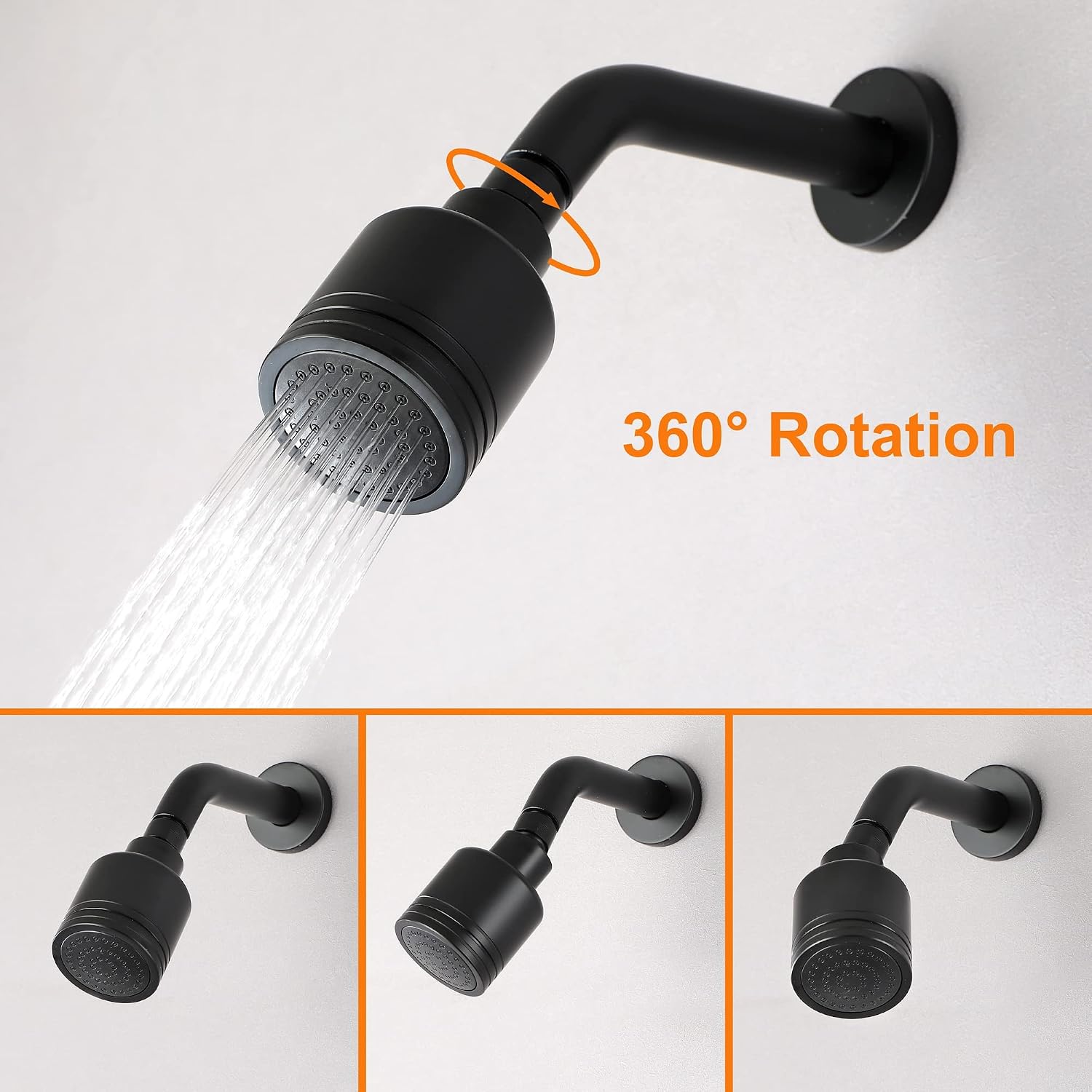 Wall Mounted Shower Faucet Set, Shower Fixtures Shower Mixer, Single Function Shower Trim Kit Pressure Balancing Shower System with Single Spray Detachable Clean Shower Head,Black