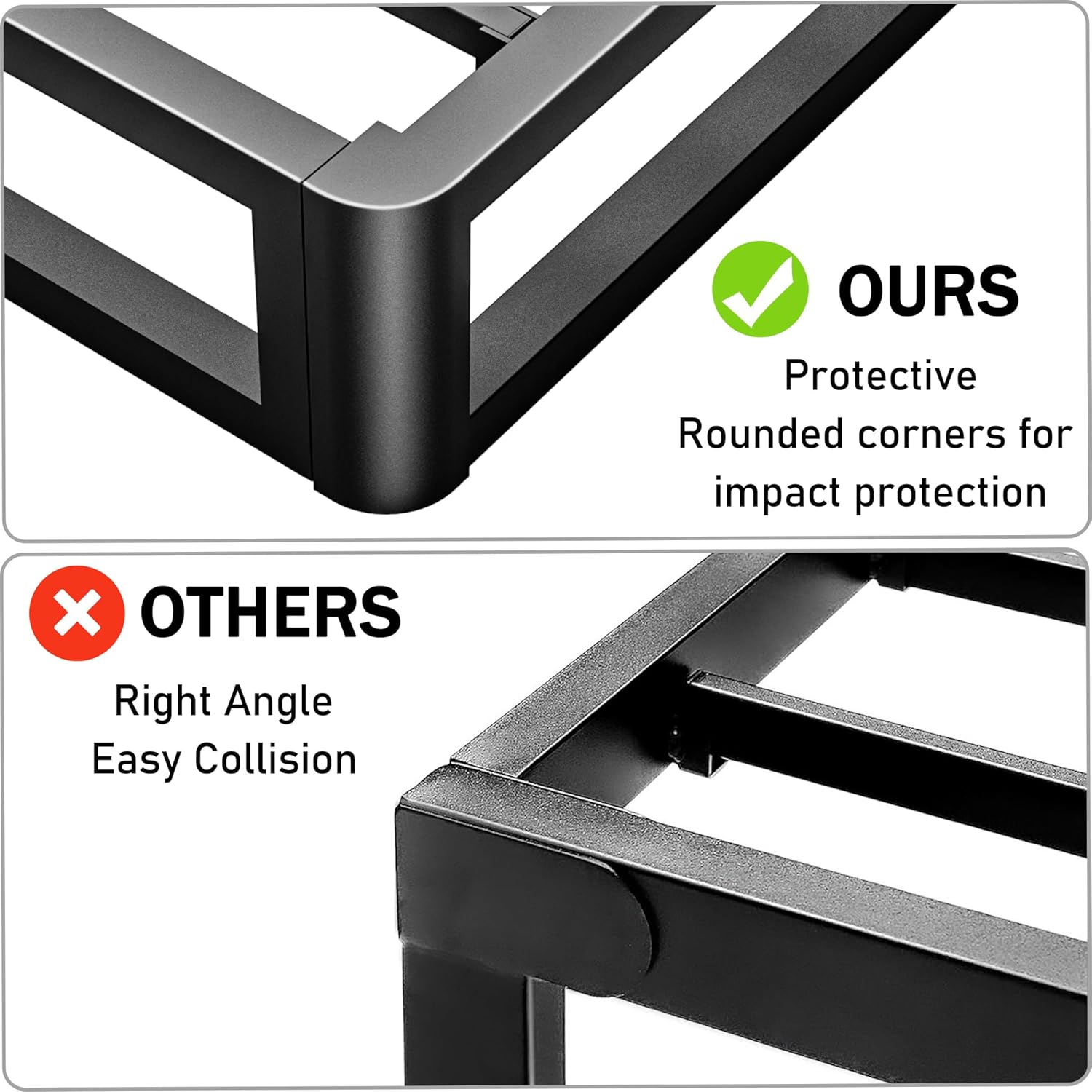 Firpeesy Upgrade Anti Bending and Round Corner Legs 10 inch Metal King Bed Frame 3500 LBS Heavy Steel Slats Support Platform Bed Frames No Box Spring Needed Platform Noise Free Easy Assembly