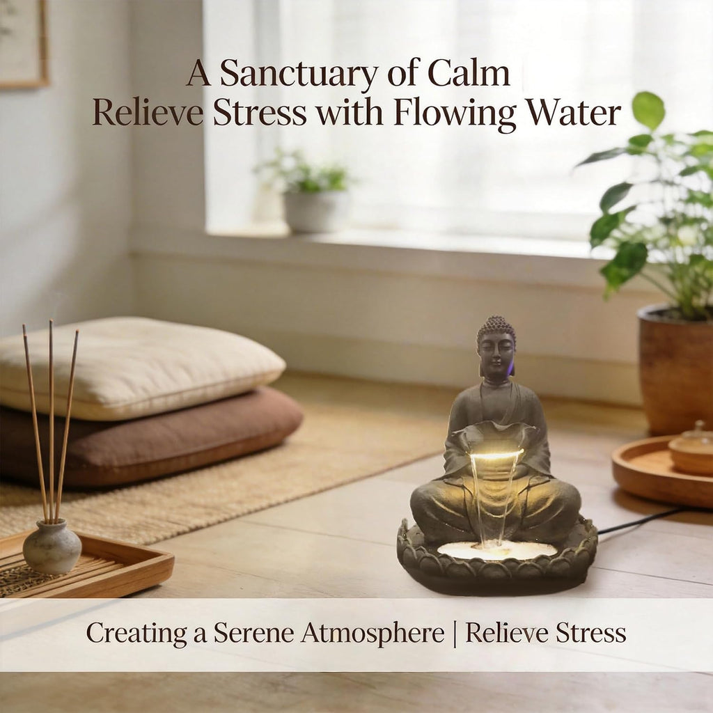 Outdoor Water Fountain, Buddha Water Outside, Garden Fountain, Statue Indoor/Outdoor for Home, Buddha Decor & Gifts, Buddah, Buda, Budda, Buddhas, Feng Shui (Large)