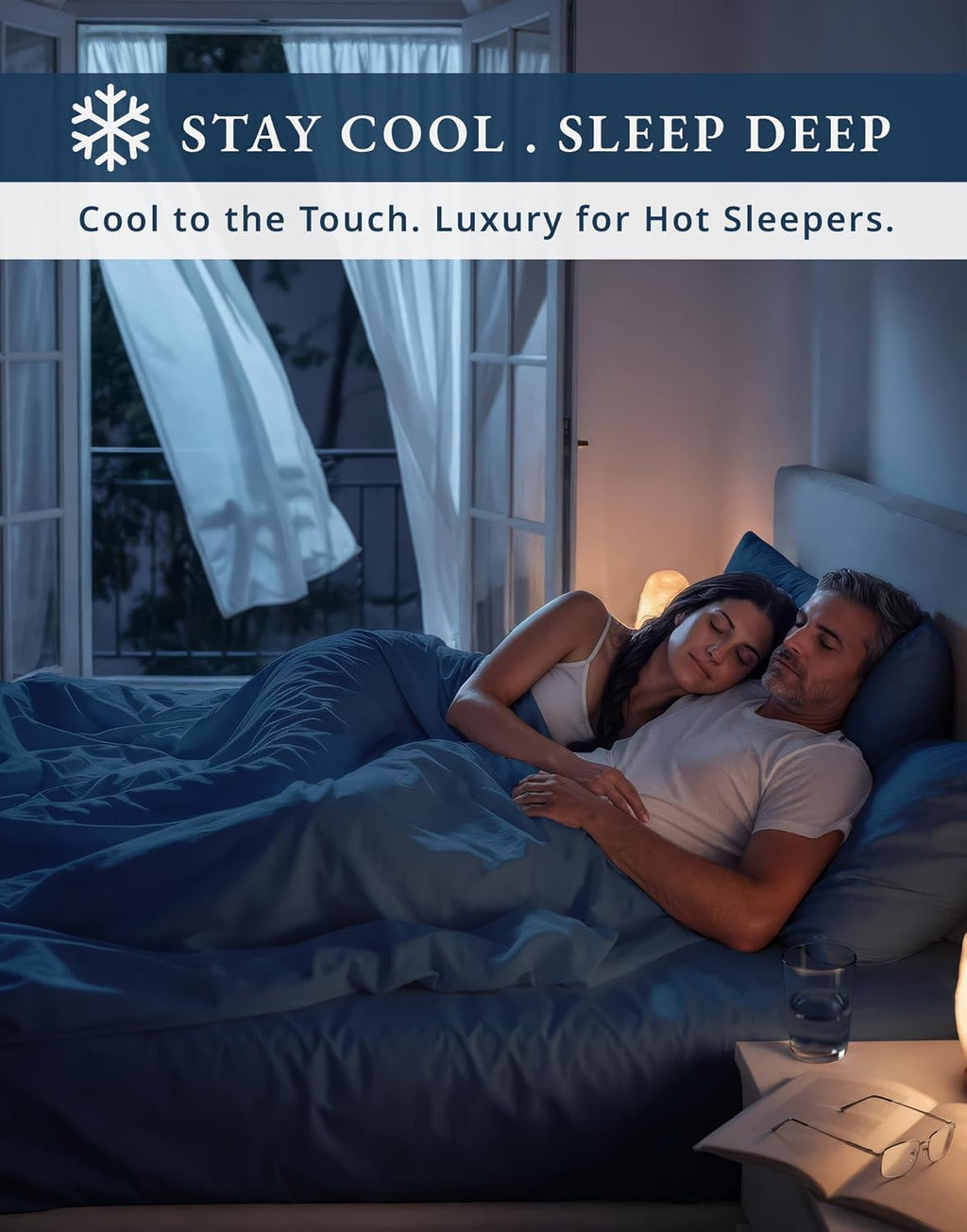 LANE LINEN 100% Cotton Split King Sheets for Adjustable Beds - 1000 Thread Count, Long Staple Mercerized Bedding Sheets, Luxury Hotel Like Thick 15' Deep Pocket Reinforced French Seams - Estate Blue