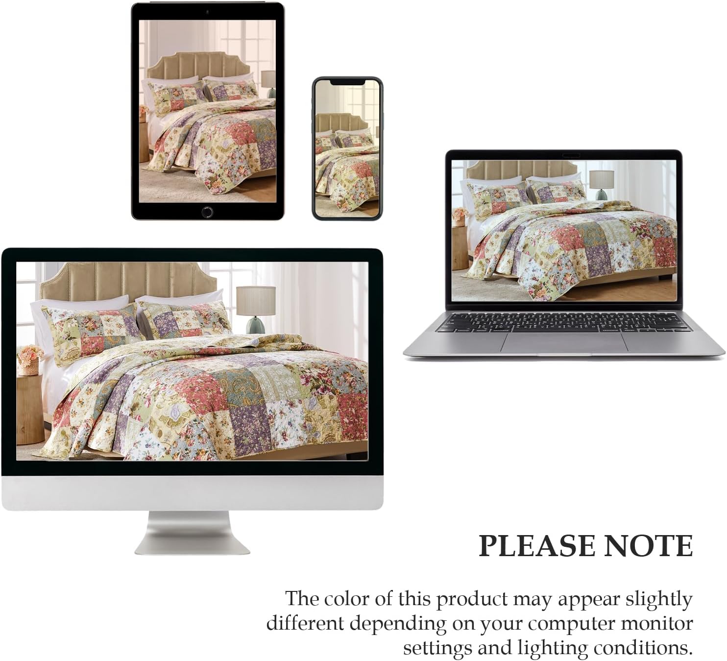 Greenland Home Blooming Prairie 100% Cotton Authentic Patchwork Quilt Set, 2-Piece Twin/Twin XL, Model:GL-0809CMST