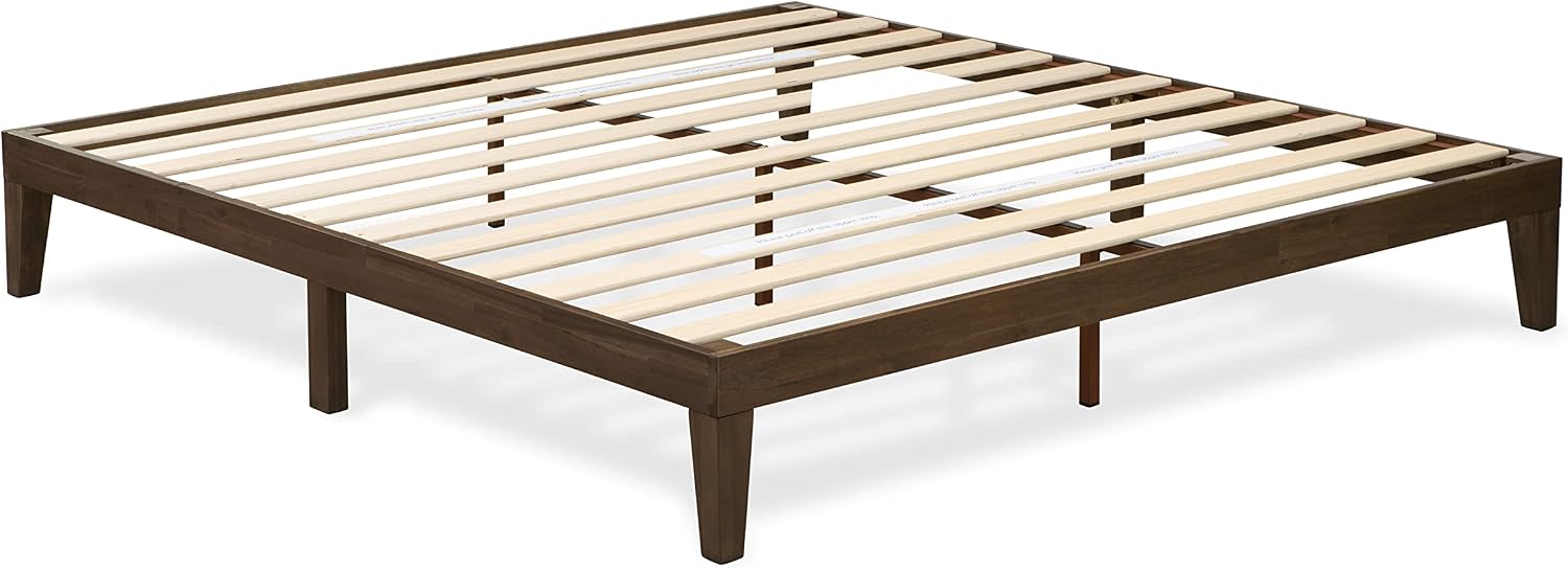 East West Furniture DNP-22-K King Size Platform Bed with 4 Solid Wood Legs and 2 Extra Center Legs - Walnut Finish