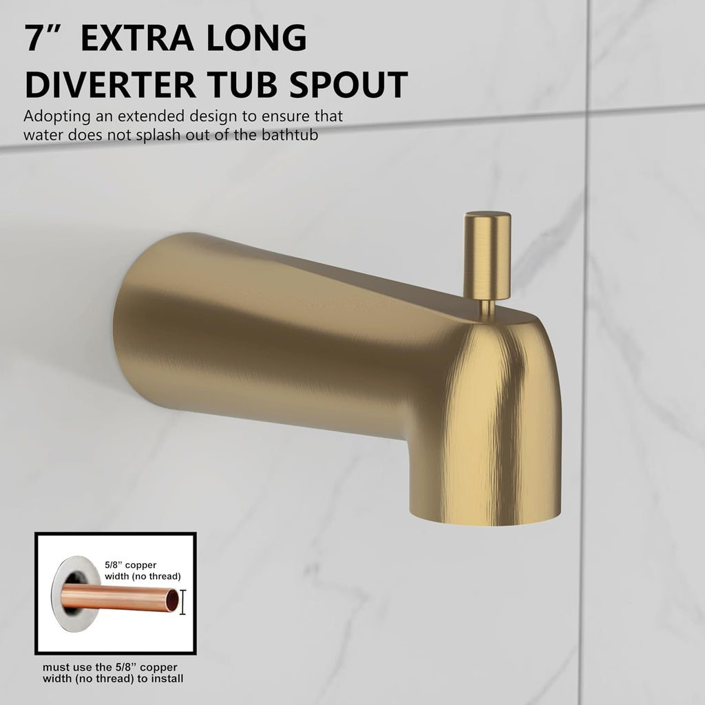 Replacement for Delta 13/14 Series Shower Trim Kit, Compatible with Delta R10000 Tub Shower Faucet Set, Brushed Gold Shower Head and Handle Set,Champagne Bronze (Cartridge and Valve Not Included)