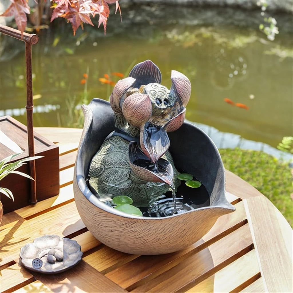 GLigeT Tabletop Fountain Indoor Small Tea Table Water Feature Decorations Creative Lotus Living Room Cycle Desktop Fountain Ornaments Water Fountain Decor