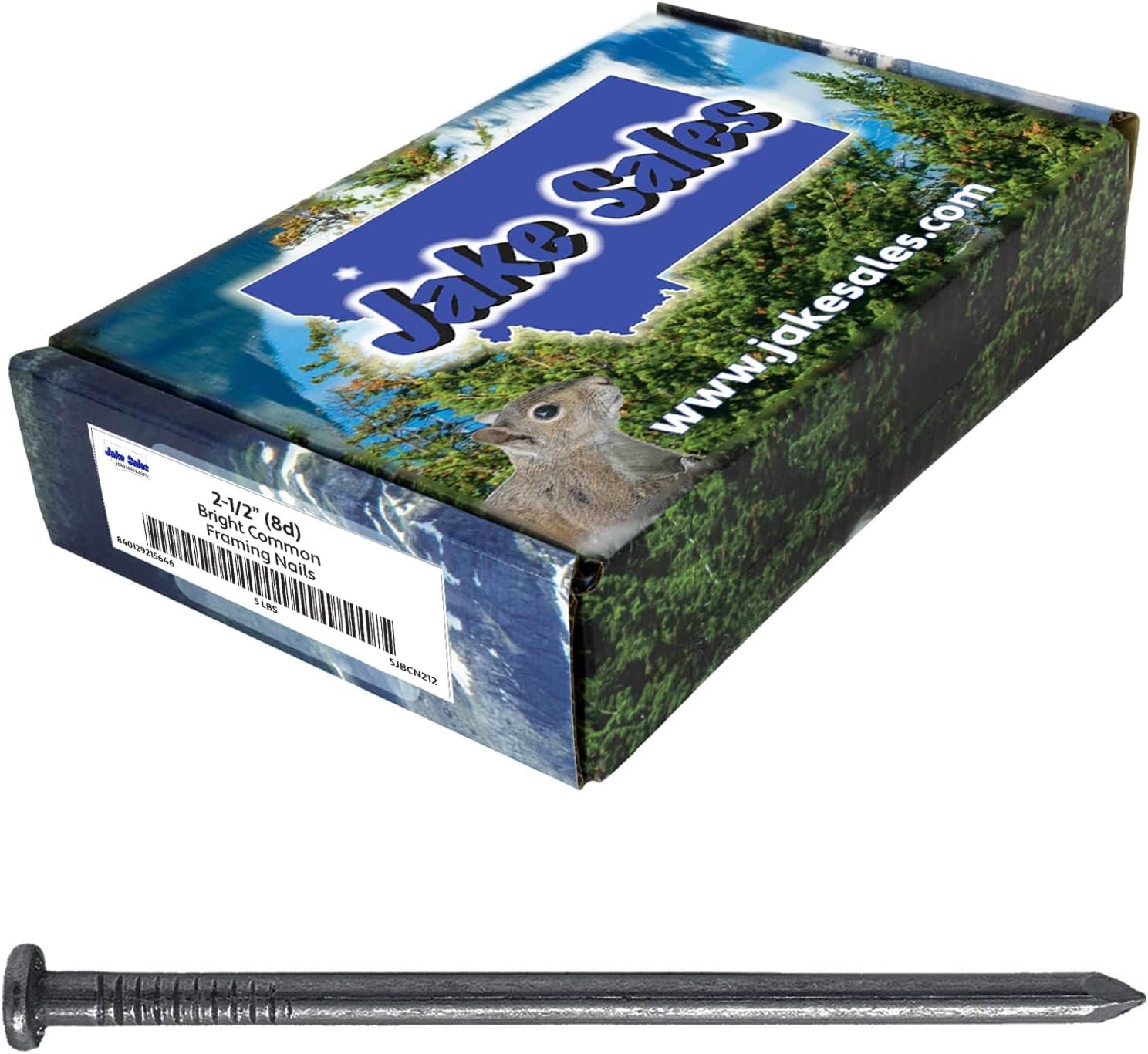 2-1/2' Bright Common Framing Nail (8D) - Heavy-Duty Fastener Designed for Interior Construction Applications - Uncoated Carbon Steel with Smooth Shank - Load Bearing - 9 X 5 POUND BOXES ~4,032 Nails