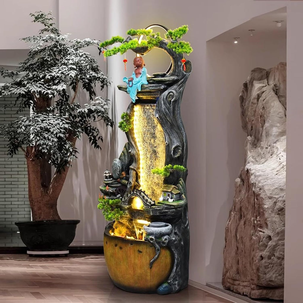 Tabletop Fountain Flowing Water Decorations Circular Floor Ceiling Living Room Office Rockery Housewarming Gift Decorations Pastoral Scenery Floor Ceiling Decorations Tabletop Water Fountain