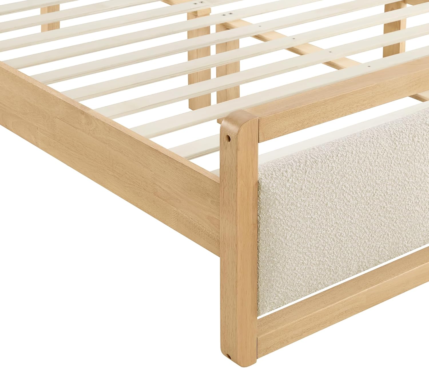 KISLOT 3 Pieces Bedroom Set, Wood Bed Frame with Upholstered Headboard & 2 Nightstands with Storage, Wooden Platform Mattress Foundation Farmhouse Bedroom Furniture Set