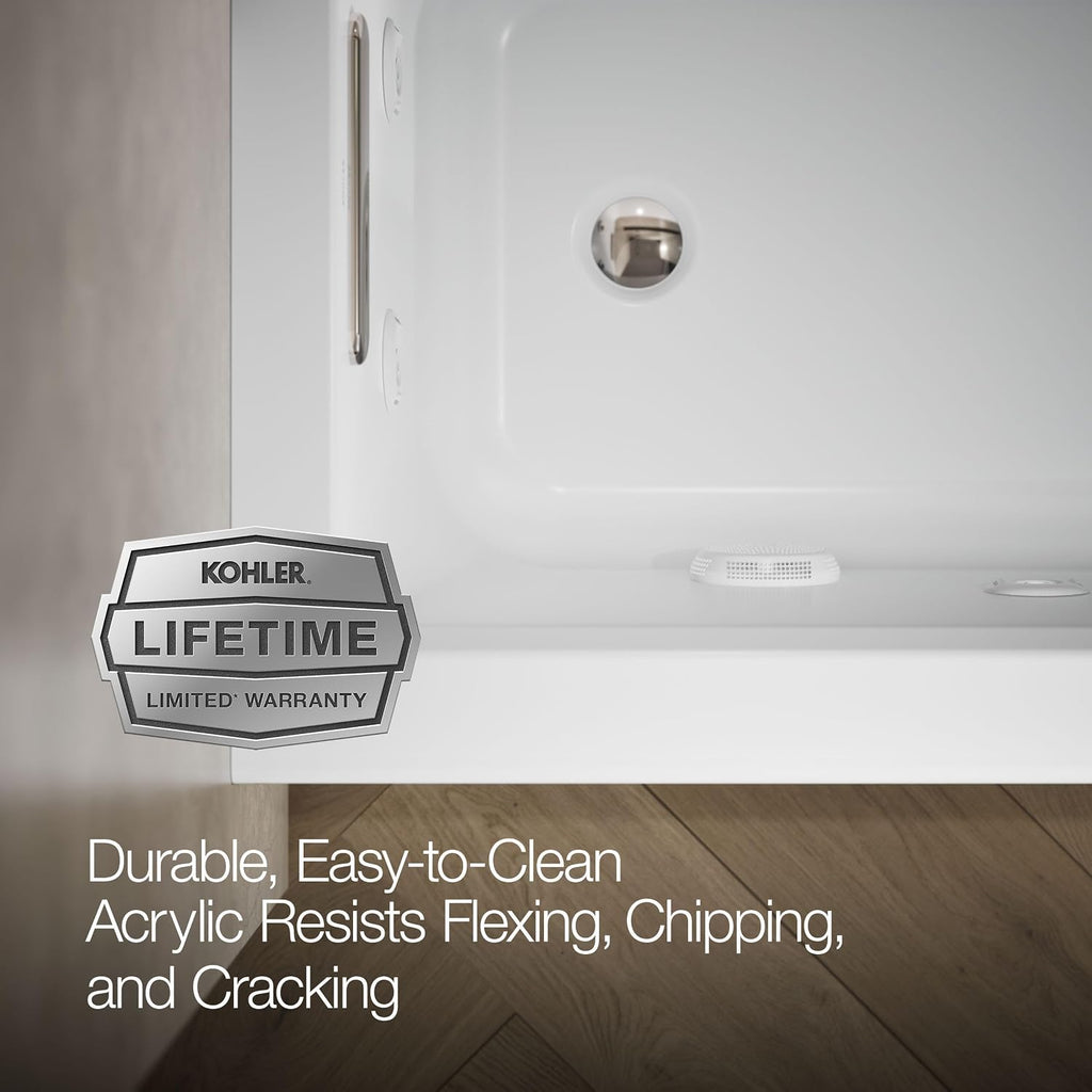 Kohler K-1947-LA-0 Archer 60' x 30' Alcove Whirlpool with Integral Apron, Tile Flange and Left-Hand Drain, White