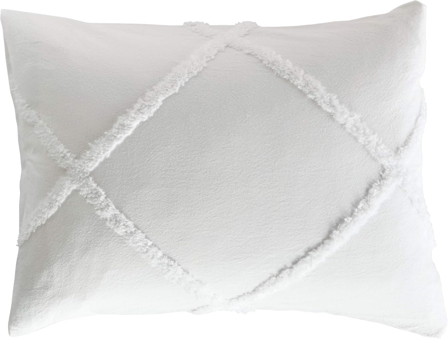 Peri Home Chenille Lattice 100% Cotton 2-Piece Solid Color Comforter and Sham Set, Twin, White