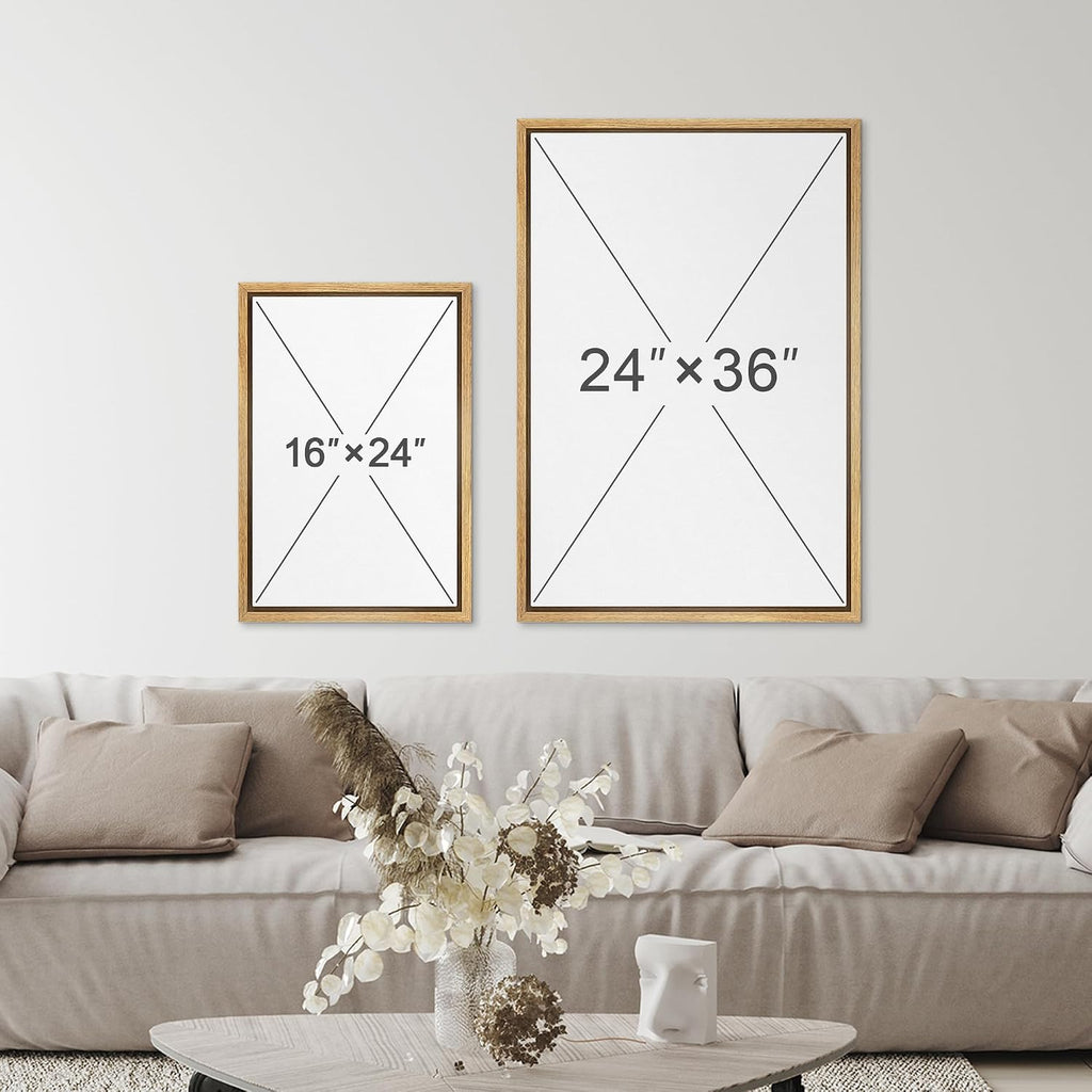 SIGNFORD Framed Canvas Print Wall Art Set Jungle Palm Leaf Geometric Polygons Abstract Shapes Illustration Modern Art Decorative Nordic Nature for Living Room, Bedroom, Office - 24'x36'x2 Natural