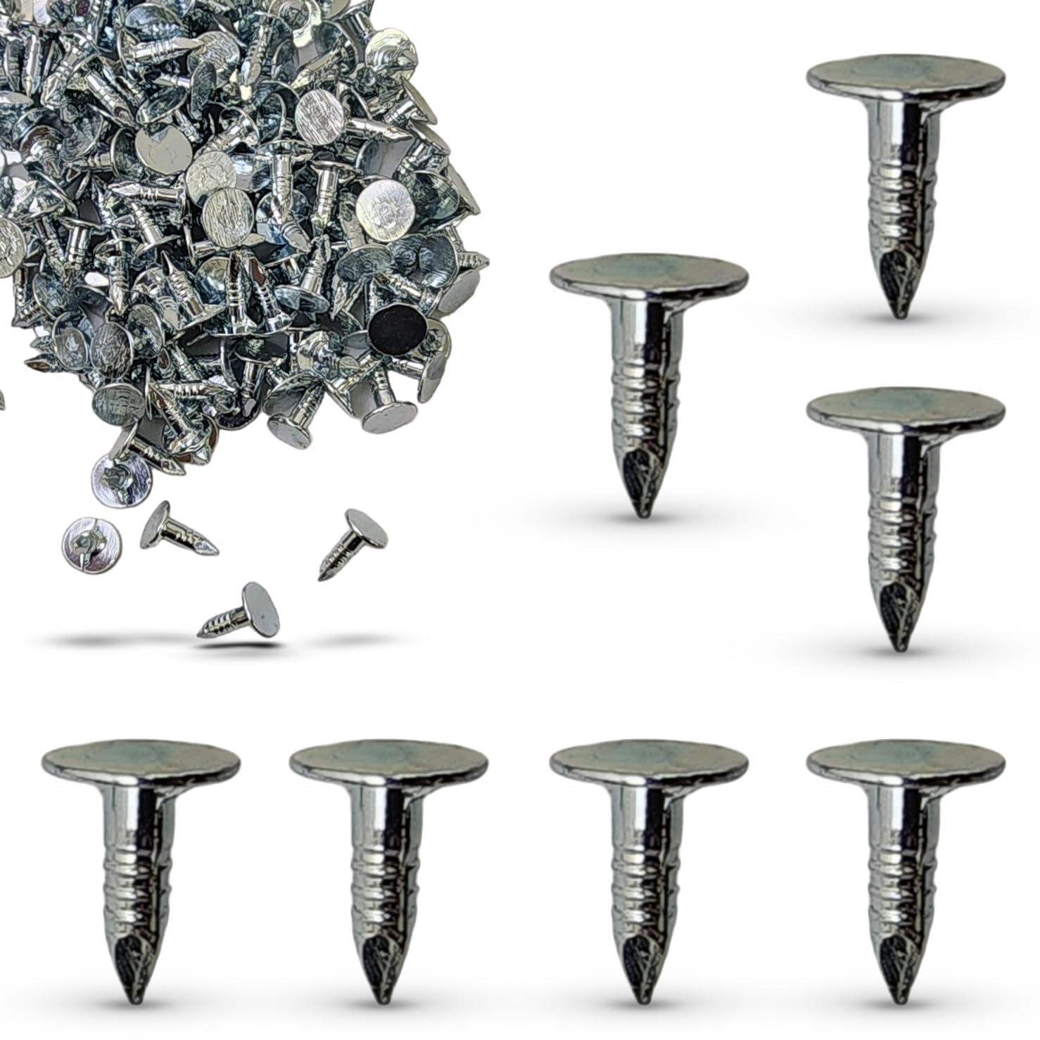 1/2 Inch - Galvanized Steel Roofing Felt Nails, Roofing Felt Pins Suit for Shed Roof Roofing Felt Slate Boards, Broad Head Pins (26800)