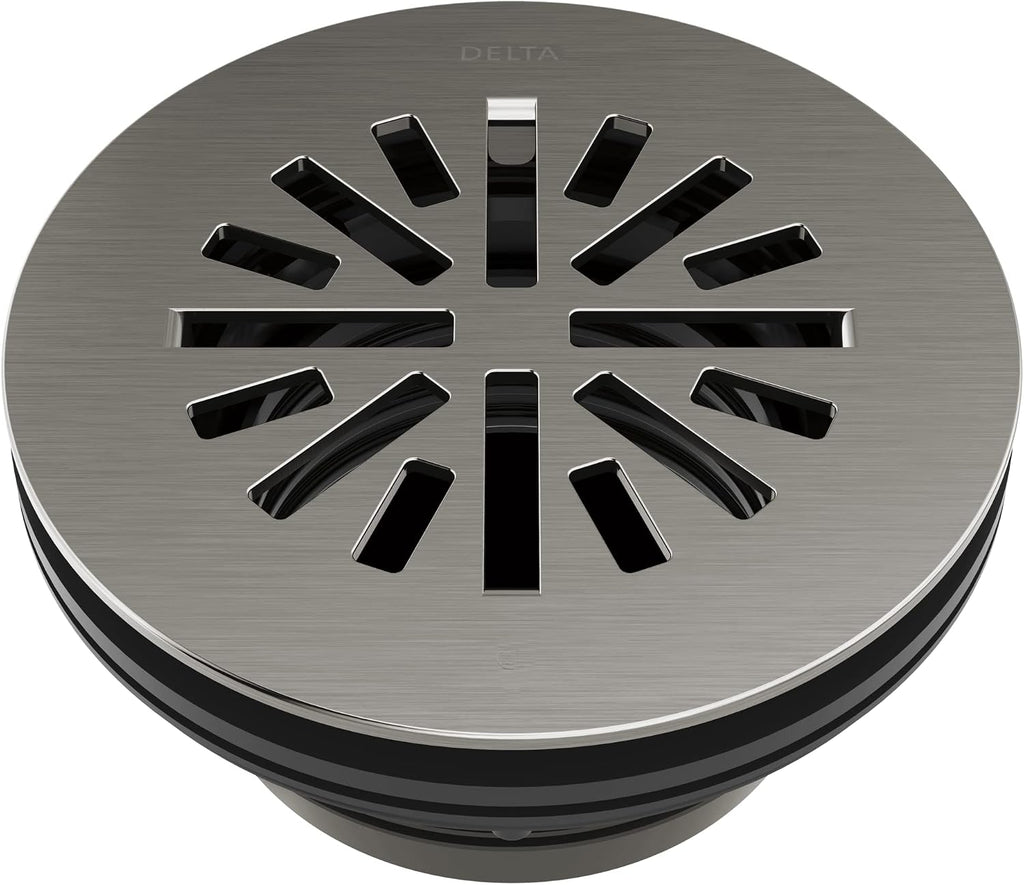 Delta 4 Inch Black Stainless Round Shower Floor Drain with Gasket and Snap-In Drain Gate, Black Stainless DT051411-KS