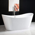 WOODBRIDGE 67' Acrylic Freestanding Bathtub Contemporary Soaking White Tub with Brushed Nickel Overflow and Drain，BTA1515-B-Drain&O