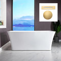 WOODBRIDGE 59' Freestanding White Acylic Soaking Bathtub with Brushed Gold Drain and Overflow,BTS1509-BG-Drain&O