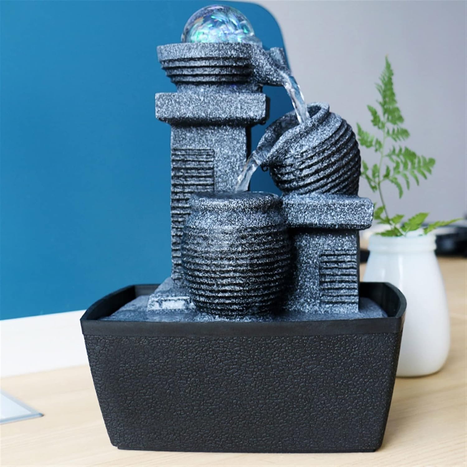 HIHELO Tabletop Fountain Simple Desktop Circulating Water Decoration Office Lucky Fountain Landscape Living Room Desktop Waterfall Fountain Indoor Fountain