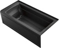 KOHLER Archer ExoCrylic 66 In. x 32 In. Three-Side Integral Flange Bath with Apron and Right-Hand Drain, Black Black