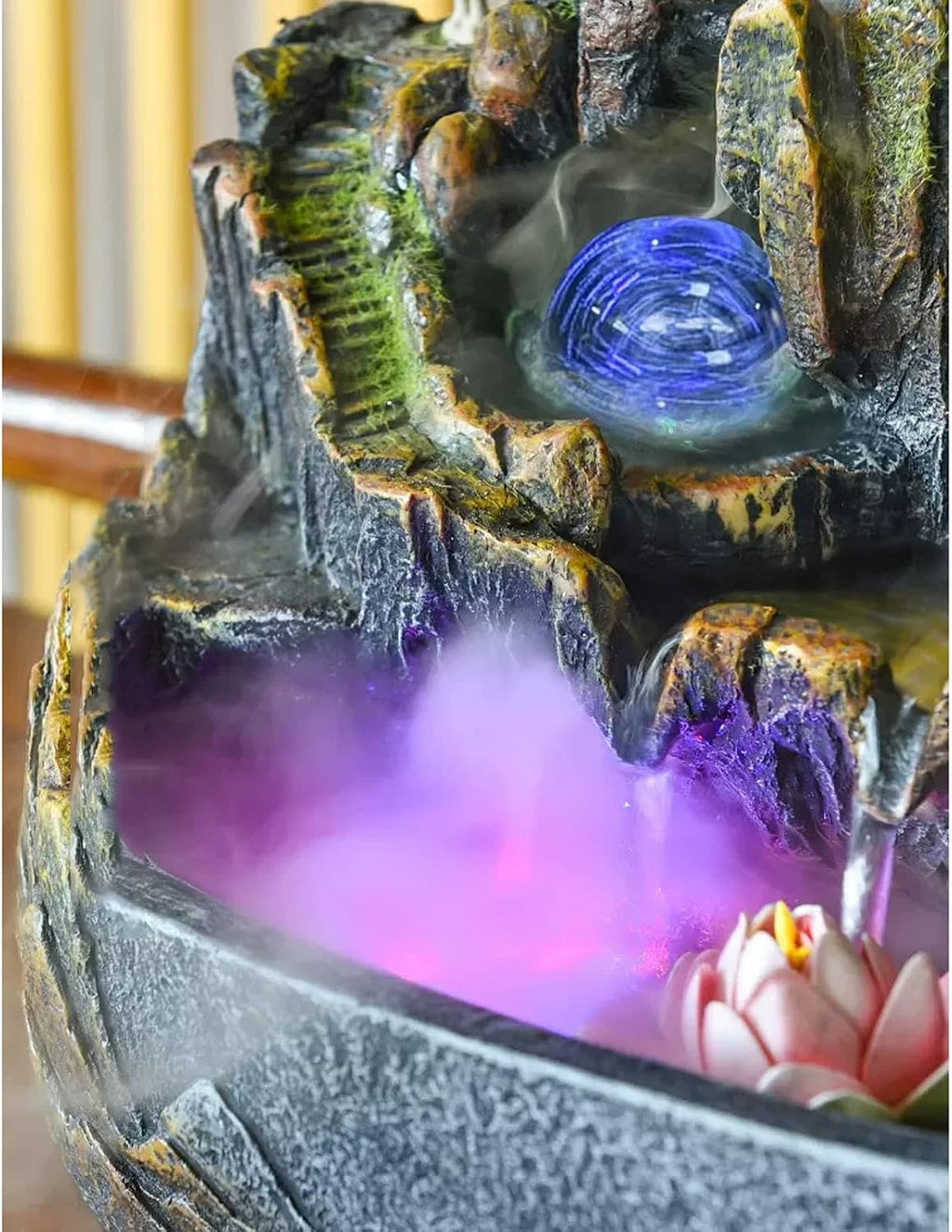 HIHELO Desktop Fountain Tabletop Fountain with Cascading Rock Waterfall and Rockery Stream Indoor Waterfall Function with Automatic Pump for Home Office Water Fountain Outdoor (Size : Large)