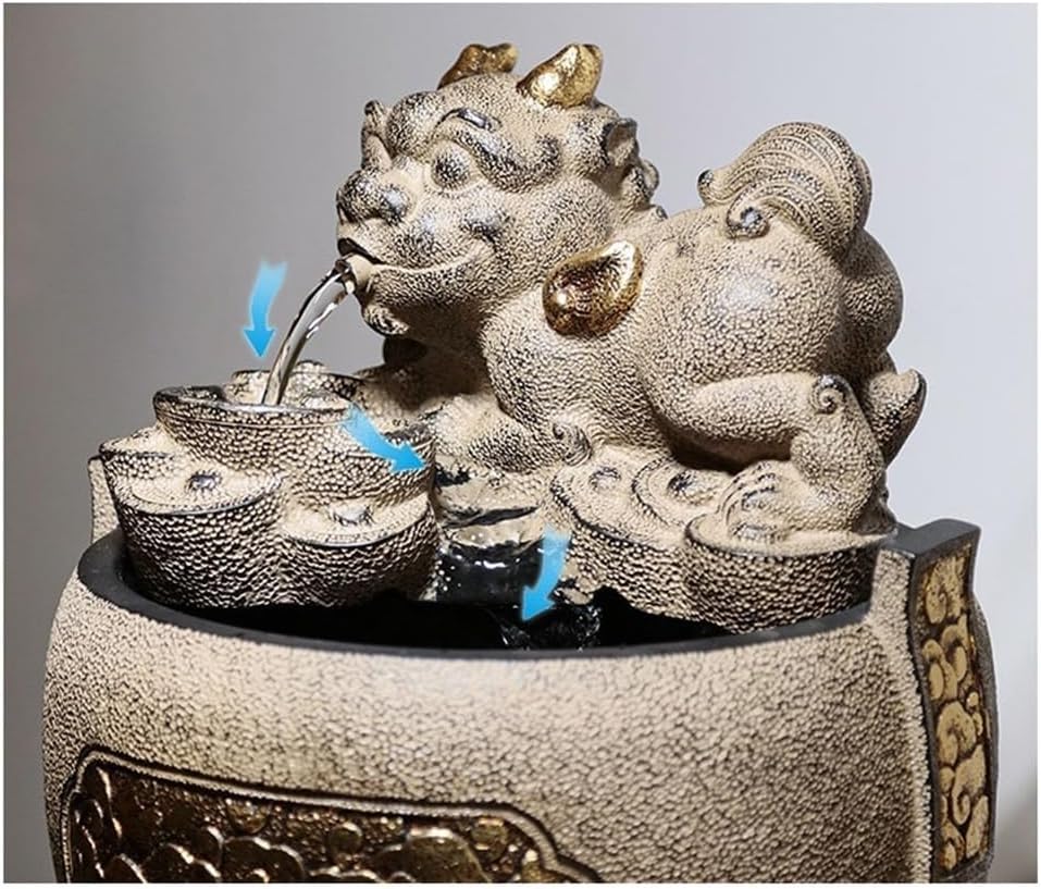 GLigeT Tabletop Fountain Indoor Living Room Office Desktop Circulating Water Feature Indoor Running Water Ornaments Fountain Attracting Wealth Ornaments Water Fountain Decor