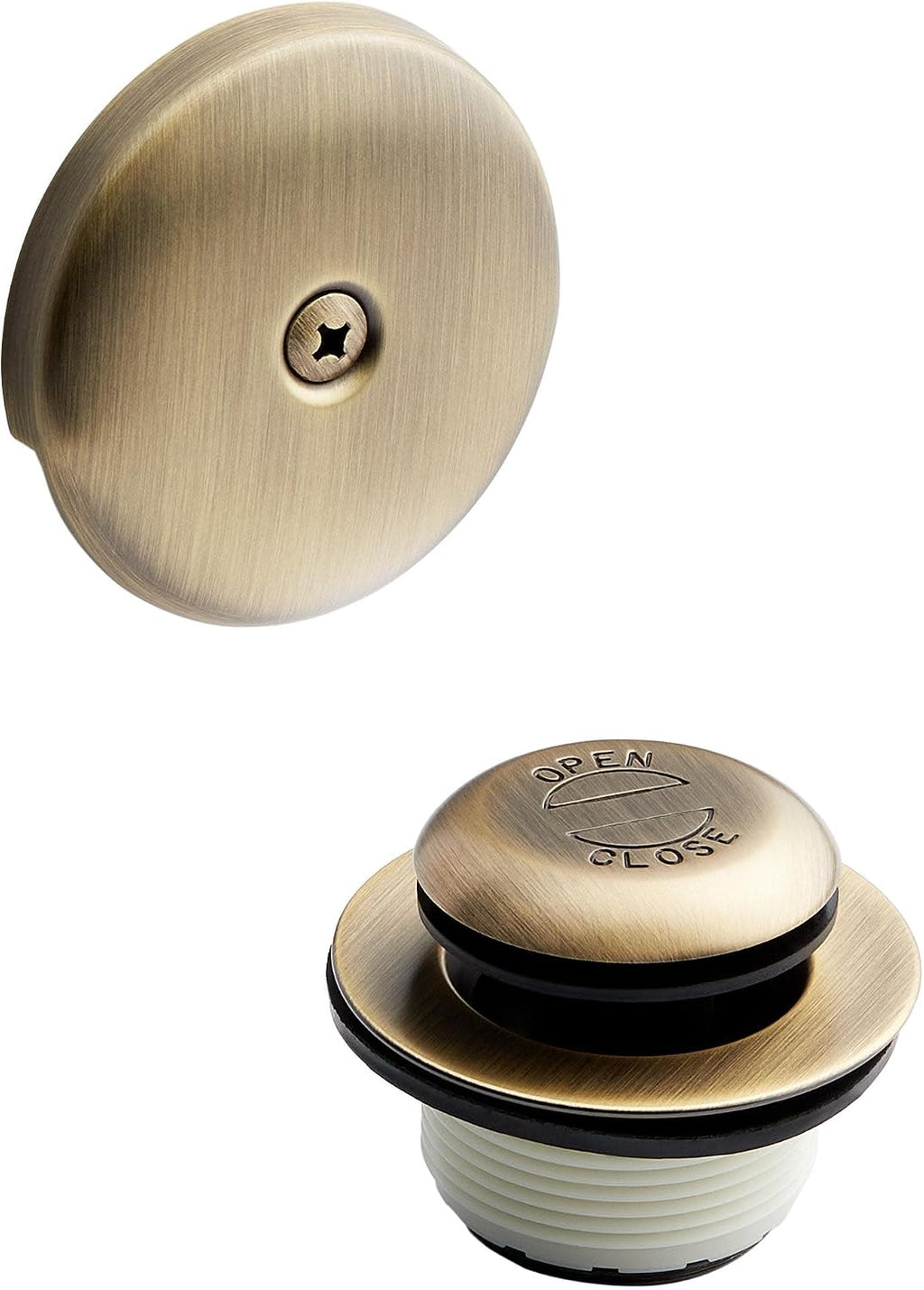 Signature Hardware 948039 Pop-Up Drain with Overflow Cover for Alcove Tub - Aged Brass
