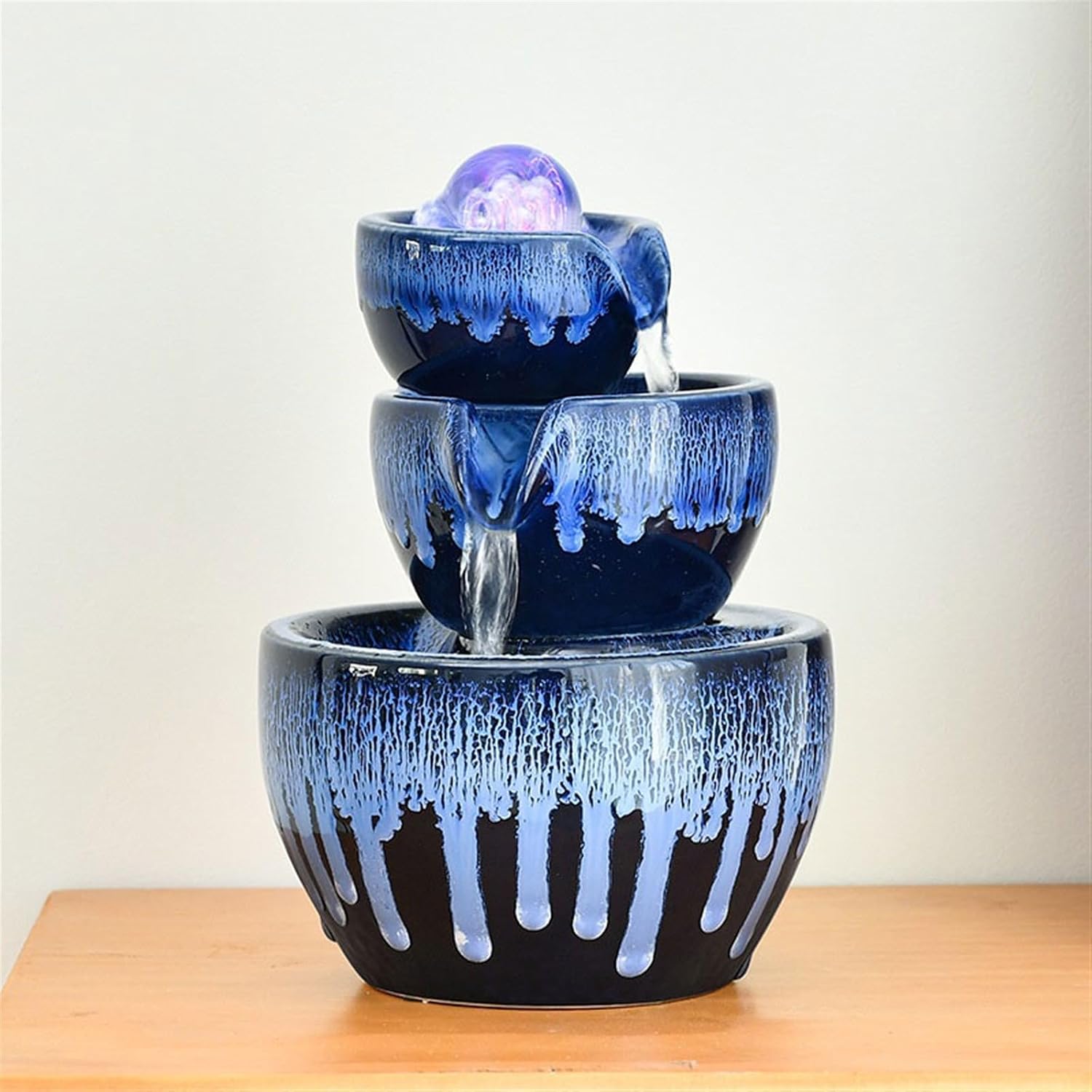 GLigeT Tabletop Fountain Living Room Feng Shui Ornaments Office Entrance Coffee Table Small Ceramic Circulation Fountain Desktop Water Feature Water Fountain Decor
