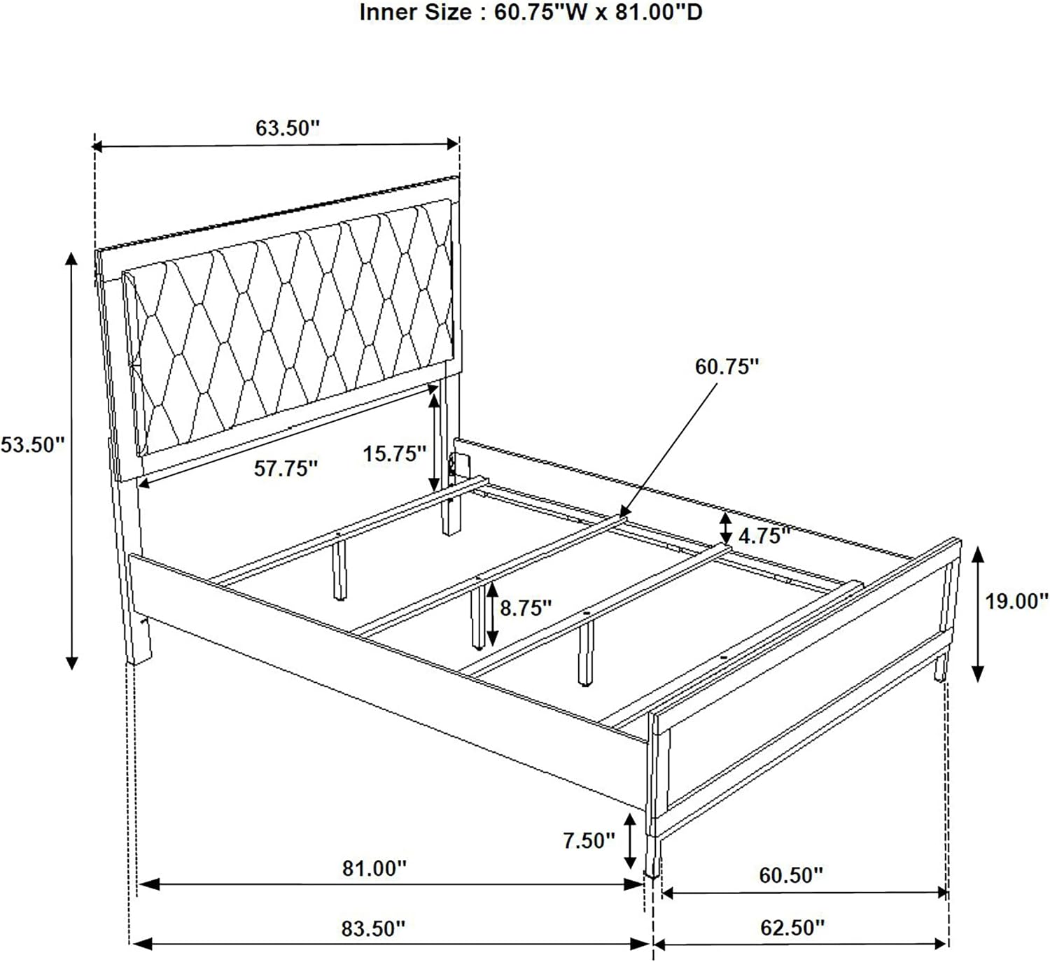 Coaster Home Furnishings Sonora Contemporary 4-Piece Bedroom Set Leatherette Upholstered Queen Size Panel Bed Frame 54-inch Headboard White 224861Q-S4
