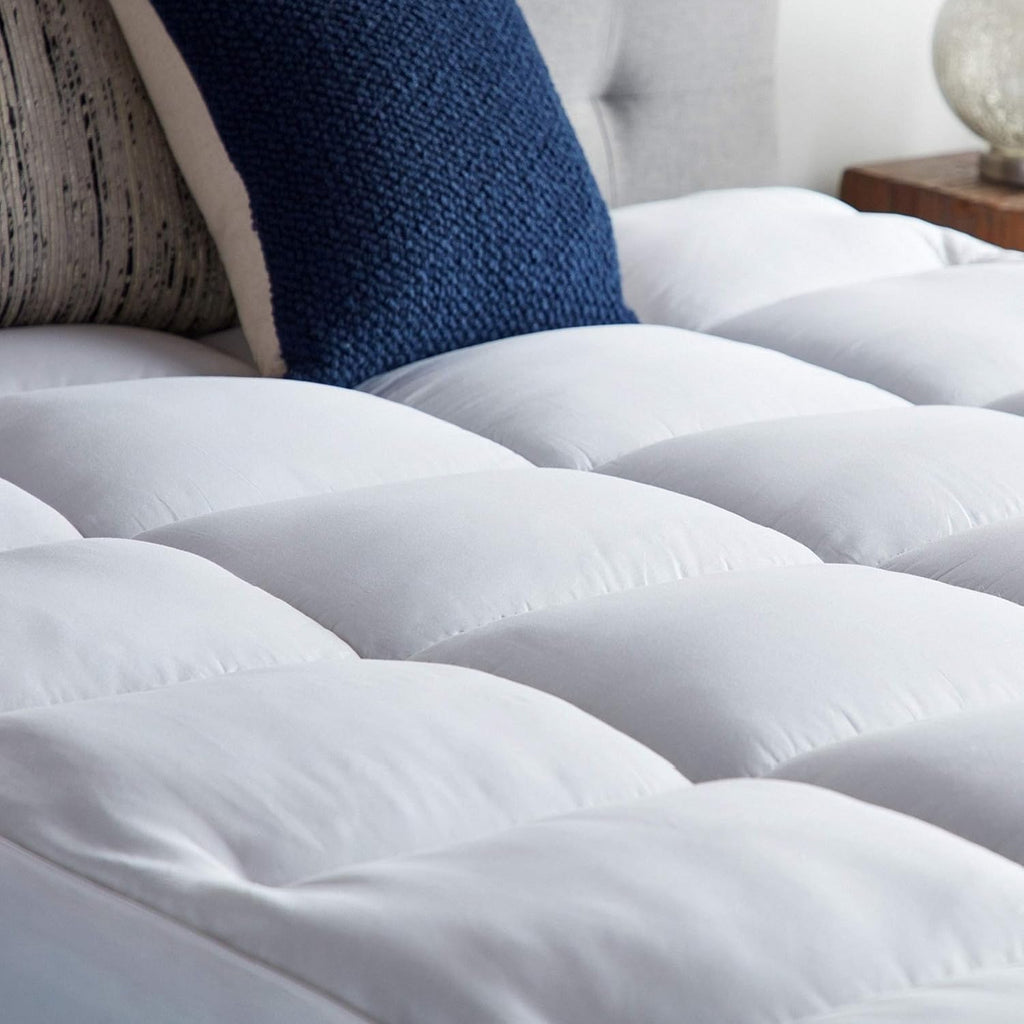 LUCID 4' Down Alternative & Gel Memory Foam Mattress Topper, Twin XL – Three Toppers in One – Fitted Sheet Style, 100% Cotton