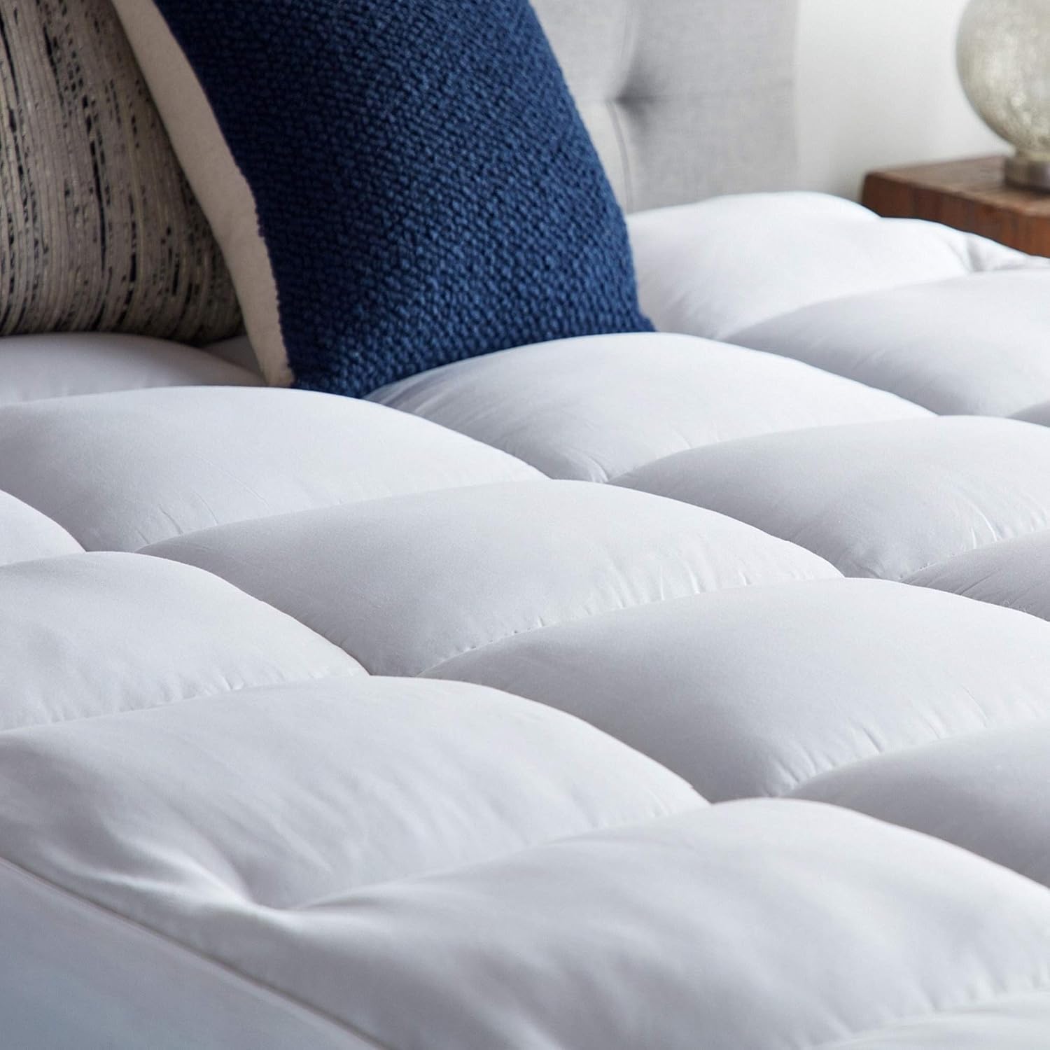 LUCID 4' Down Alternative & Gel Memory Foam Mattress Topper, Twin XL – Three Toppers in One – Fitted Sheet Style, 100% Cotton