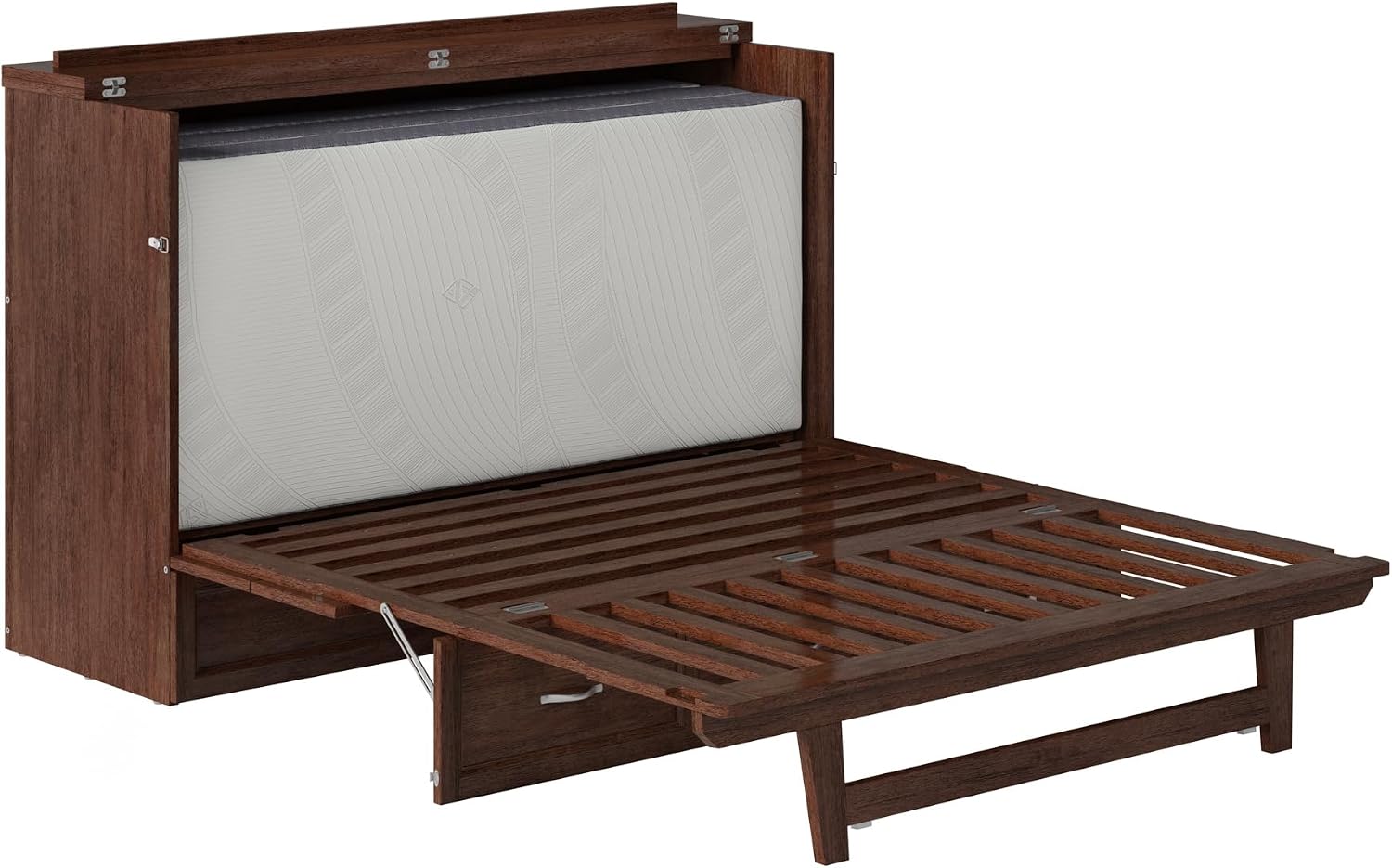 AFI, Northfield Murphy Bed Chest Queen with 6' Mattress, Storage Drawer & Built-in USB Charger, Burnt Amber