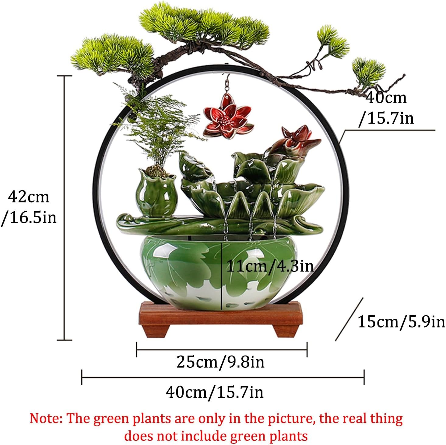 Tabletop Fountain with Light Waterfall Fountain with Backflow Incense Burner Desktop Zen Water Fountain Ceramic Fish Tank Indoor Water Fountain for Home Office Without Plants.(Style5)