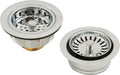 Westbrass CO2165S-05 COMBO PACK 3-1/2' Post Style Large Kitchen Sink Basket Strainer and Waste DisposalDrain Flange with Basket Strainer, Polished Nickel