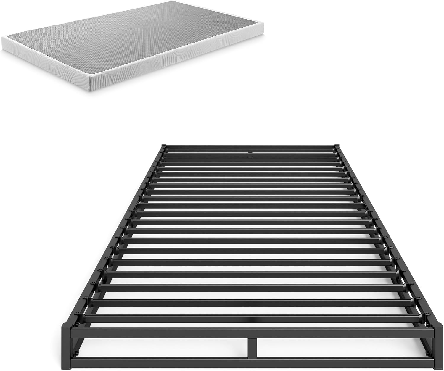 Zinus 4 Inch Low Profile Quick Lock Smart Box Spring/Mattress Foundation/Strong Steel Structure/Easy Assembly, Twin, White