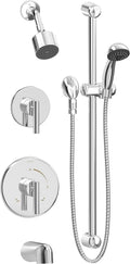 Symmons 3506-H321-V-CYL-B-1.5-TRM Dia 2-Handle Tub and 1-Spray Shower Trim with 1-Spray Hand Shower in Polished Chrome (Valves Not Included)