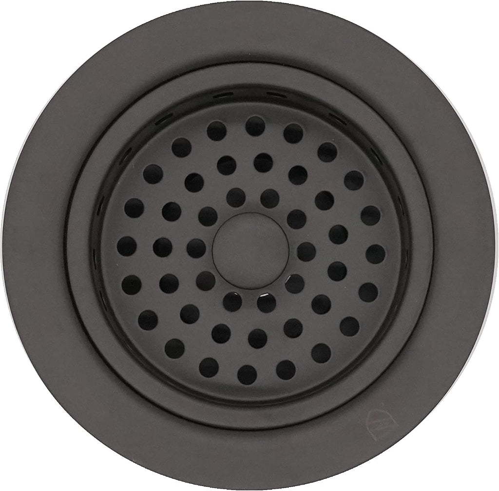 Westbrass CO2165S-62 COMBO PACK 3-1/2' Post Style Large Kitchen Sink Basket Strainer and Waste Disposal Drain Flange with Basket Strainer, Matte Black